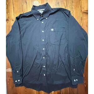 Cinch Western Shirt Mens Medium Black Button Down Long Sleeve